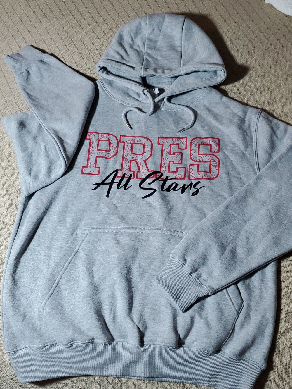 Just hoods Grey "PRES All Stars" Hoodie Sweatshirt Size SMALL men Woman Unisex